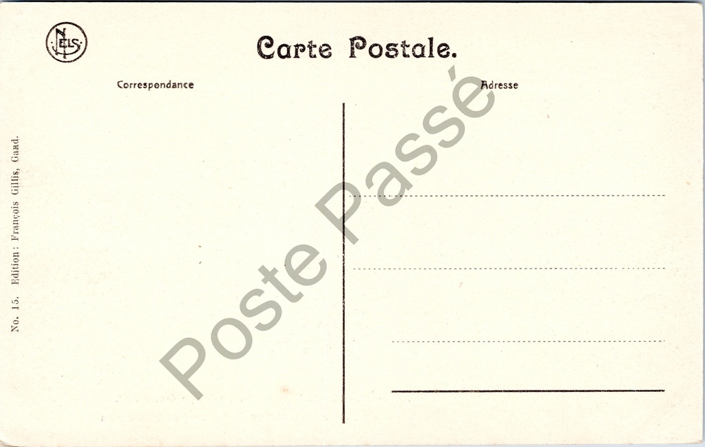 Gent - "Gent. 's-Gravensteen - Meeste Toren: Groote Zaal." - Gravensteen, grote – achterzijde van de originele postkaart
