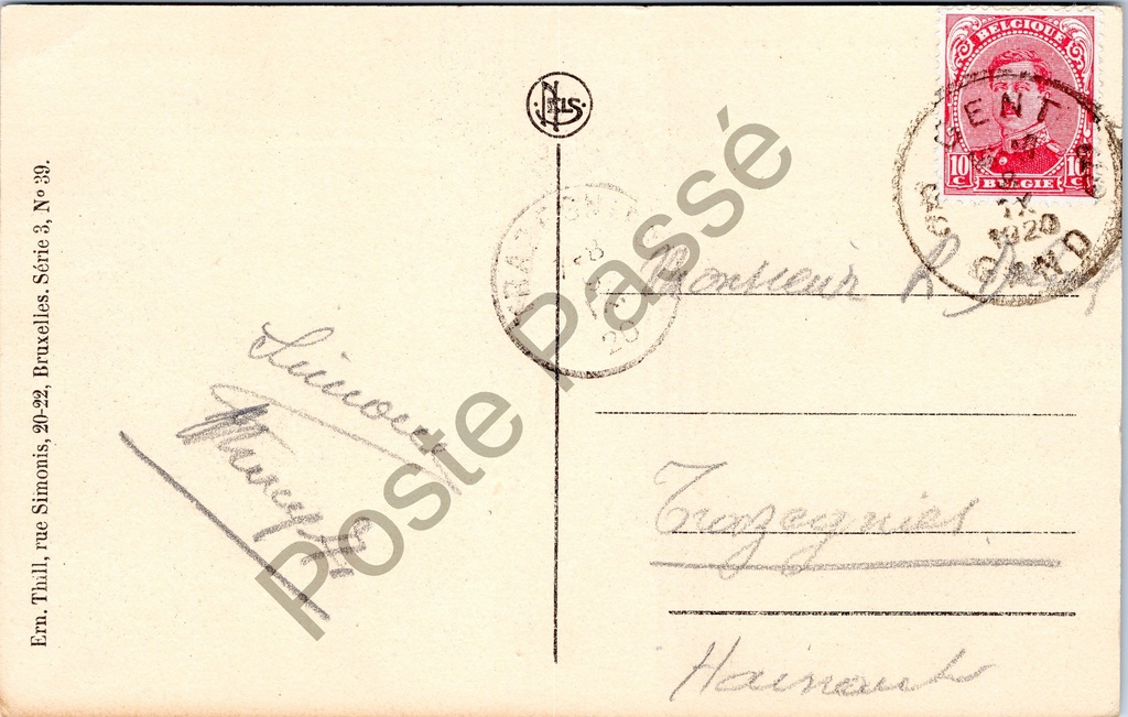 Gent - "Façade de la Caserne Léopold" - Gevel van de Leopoldkazerne – achterzijde van de originele postkaart
