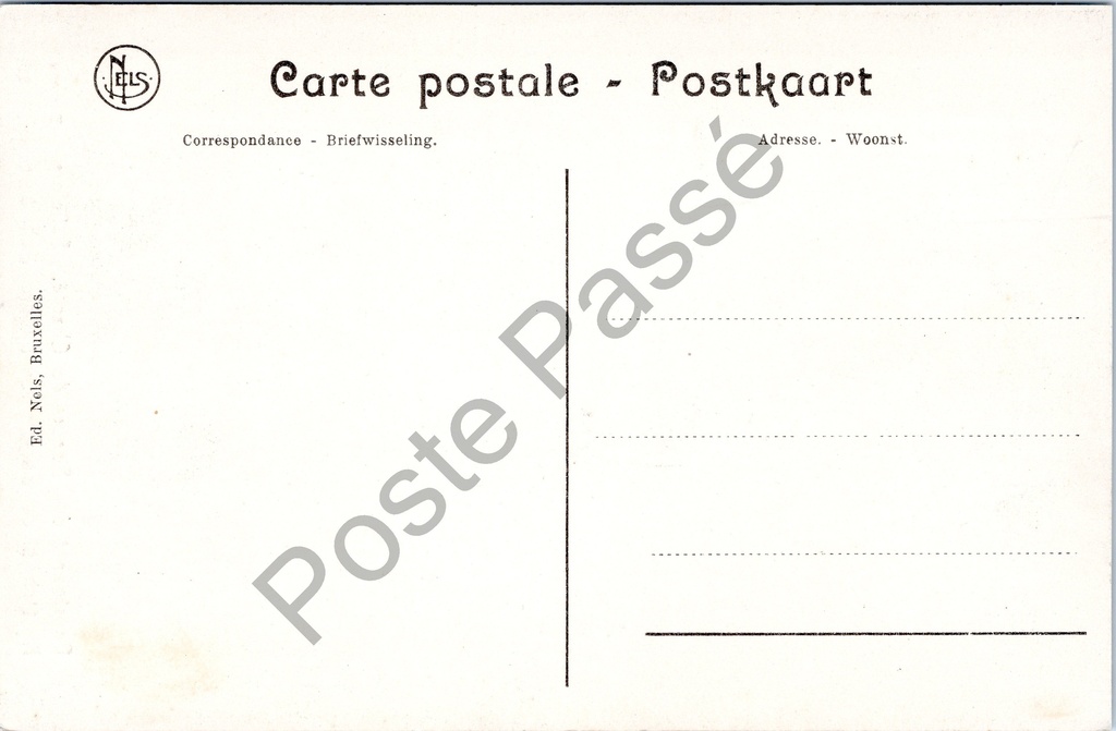 Zomergem - "Pensionnat des Soeurs de Charité. Saffelare - Berceau. Priéel." – achterzijde van de originele postkaart