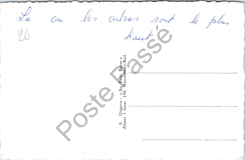 Nieuwpoort - "Albert I laan" - Zicht op de Albert I laan in Nieuwpoort-Bad – achterzijde van de originele postkaart