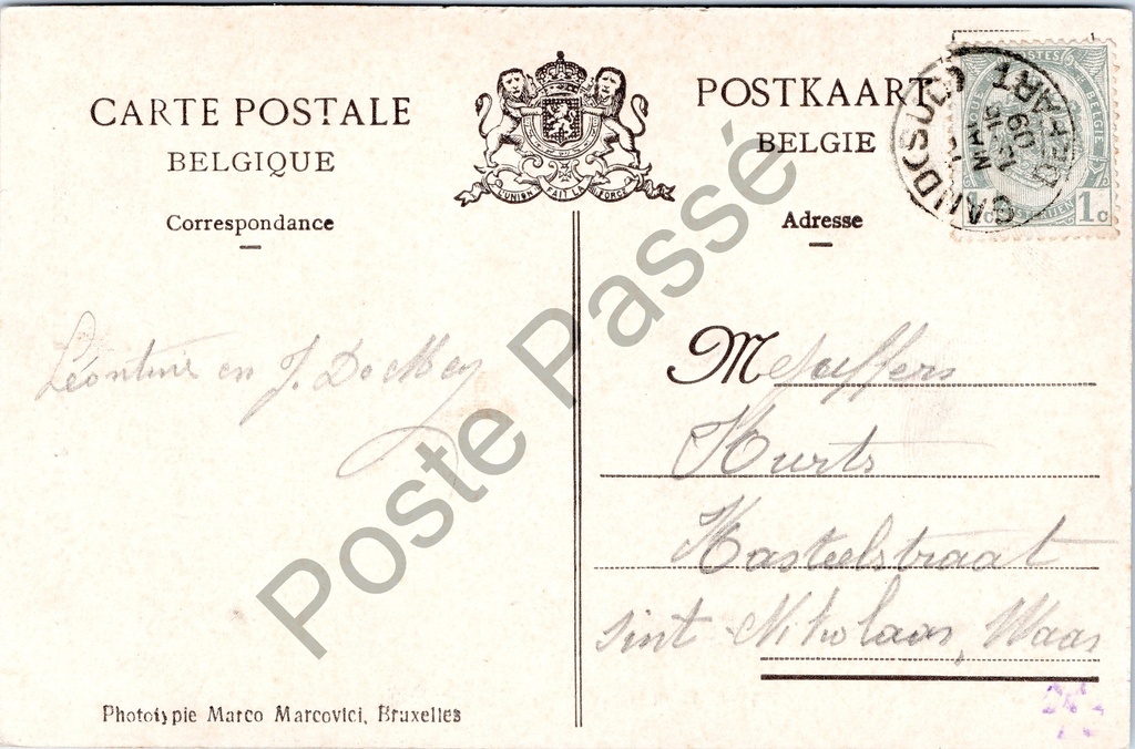 Oostakker - "IK BEN DE ONBEVLEKTE ONTVANGENIS" - Onze-Lieve-Vrouw van Lourdes – achterzijde van de originele postkaart