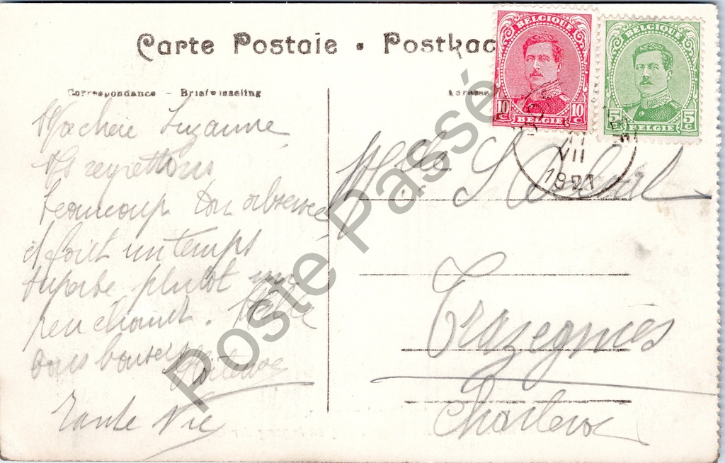 Oostakker - "Oostacker-Lourdes. Allée et entrée de la Grotte. — Dreef en ingang – achterzijde van de originele postkaart