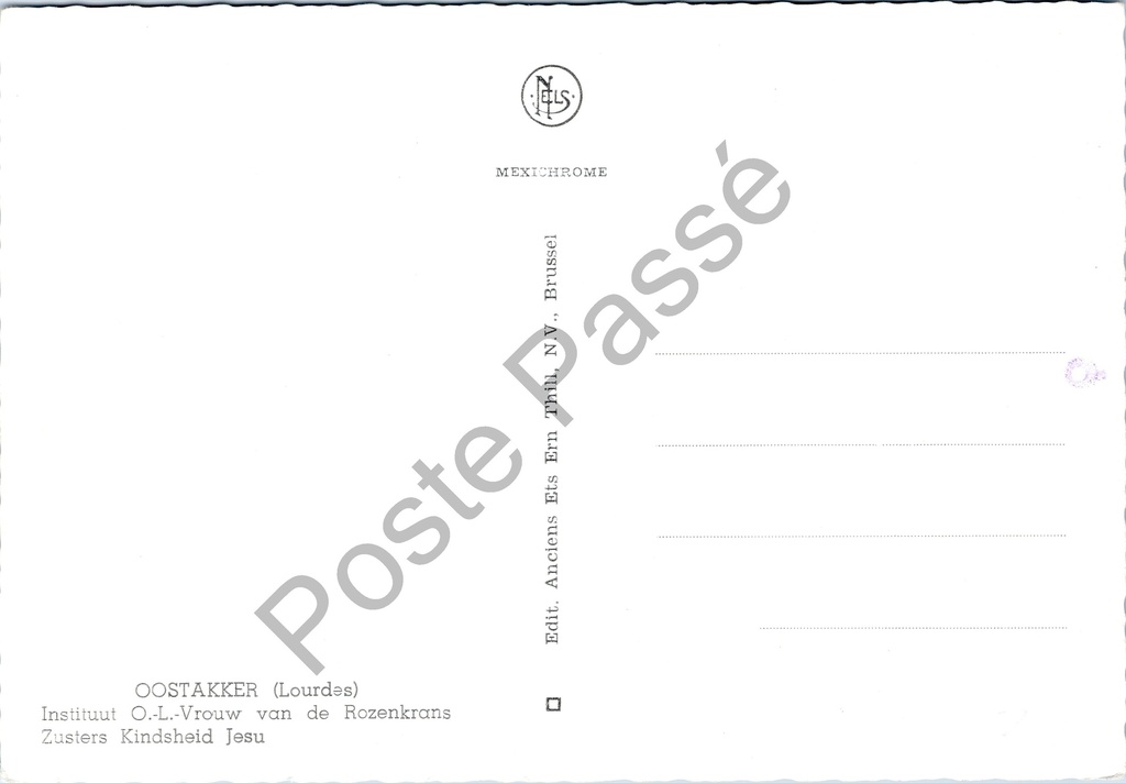 Oostakker - "Instituut O.-L.-Vrouw van de Rozenkrans" - Tuin van het instituut – achterzijde van de originele postkaart
