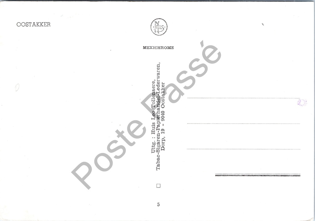 Oostakker - "Groeten uit Oostakker" - Meervoudige weergave met kerk, luchtfoto – achterzijde van de originele postkaart