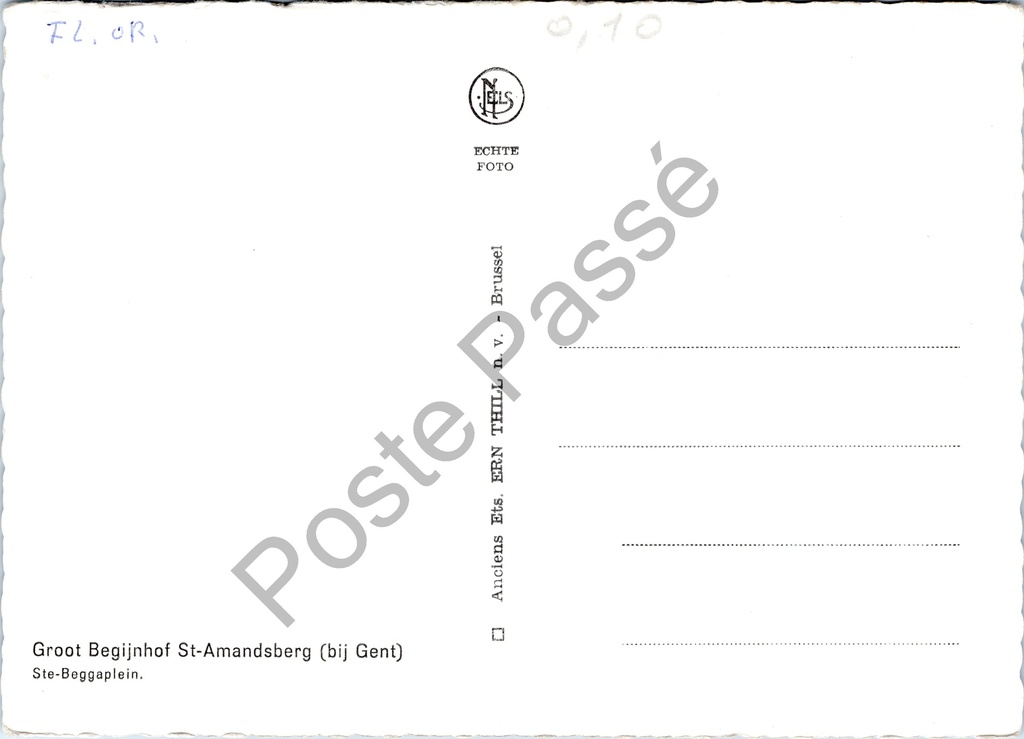 Sint-Amandsberg - "Groot Begijnhof St-Amandsberg (bij Gent) Ste-Beggaplein." – achterzijde van de originele postkaart