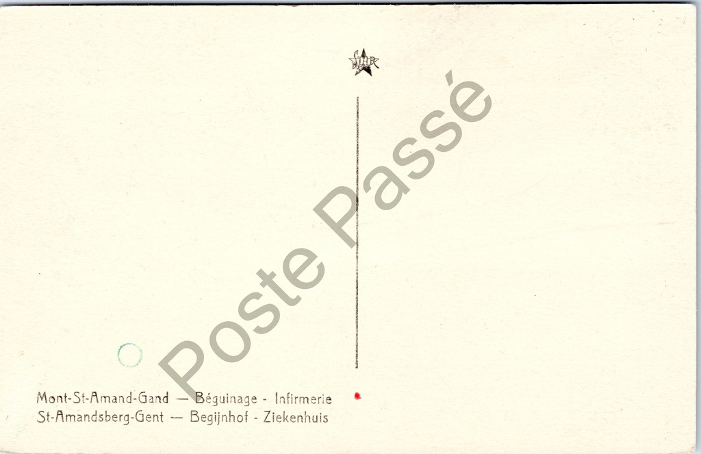 Sint-Amandsberg - "Begijnhof - Ziekenhuis" - Begijnhof met ziekenhuis en begijnen – achterzijde van de originele postkaart