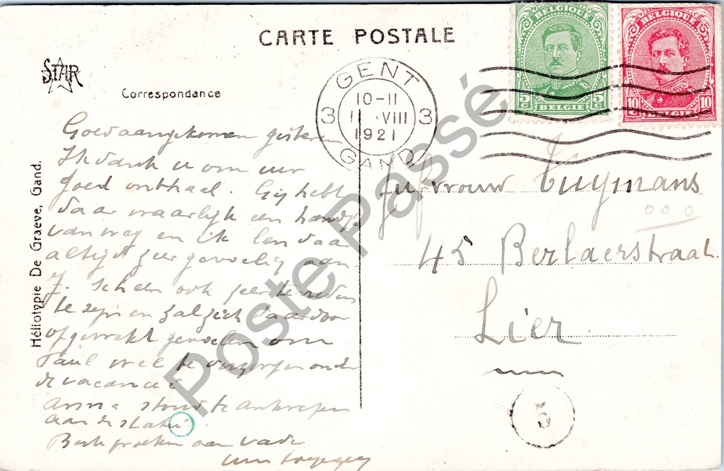 Gent - "St.-Amandsberg - Gent - Beggijnhof - Ingang (Noord)" - Noordelijke ingang – achterzijde van de originele postkaart