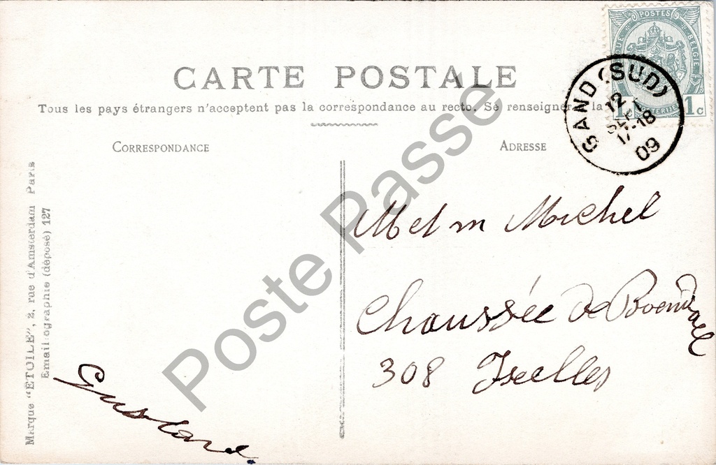 Gent - "L'Entrée du Château des Comtes et le Chemin de Ronde" - Ingang – originele postkaart, afbeelding 3