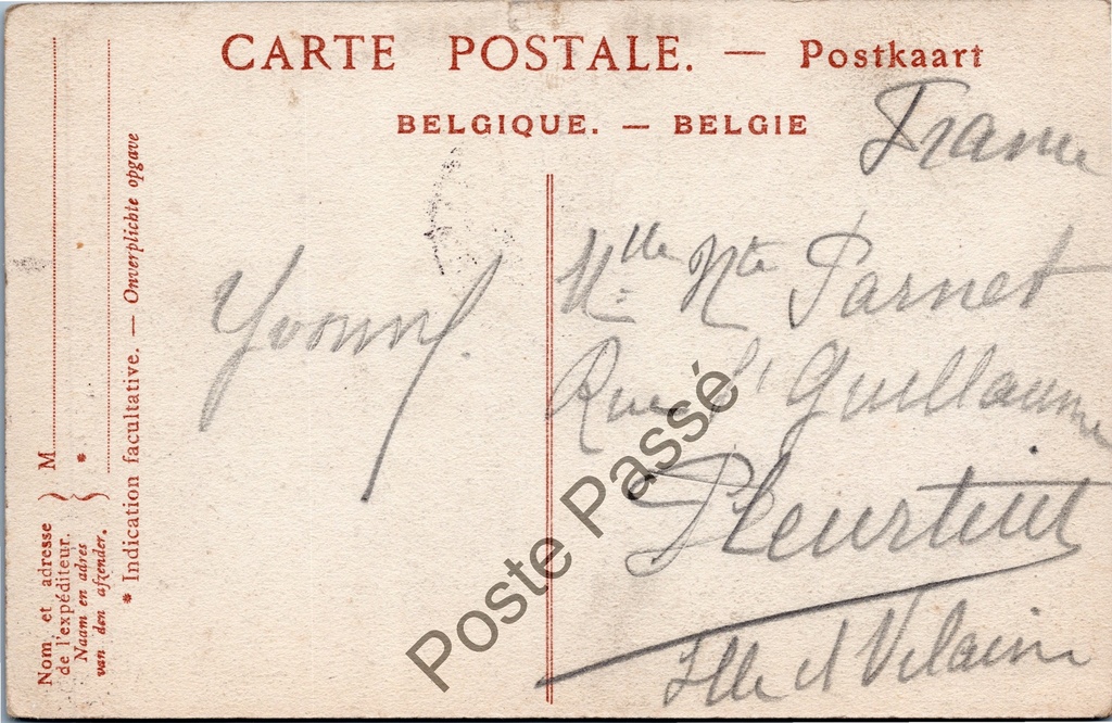 Brussel - "La Bourse et le Boulevard Anspach" - De Beurs en Anspachlaan – achterzijde van de originele postkaart