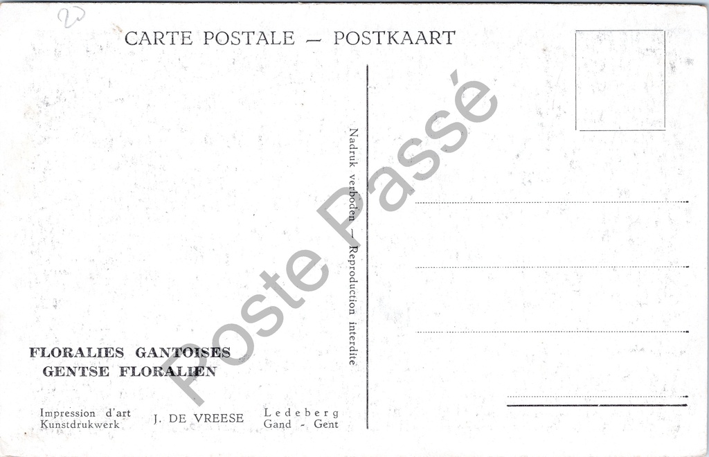 Gent - "Floralies Gantoises - Gentse Floralien" - Interieur – achterzijde van de originele postkaart