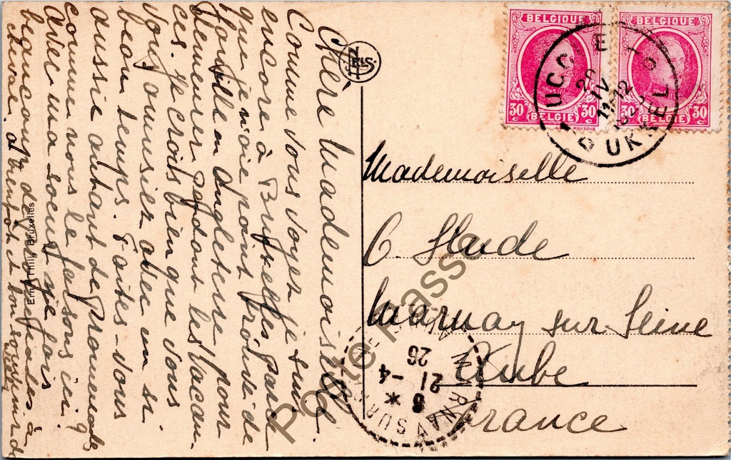 Brussel - "Eglise Sainte-Gudule et Panorama" - Sint-Goedelekathedraal – achterzijde van de originele postkaart