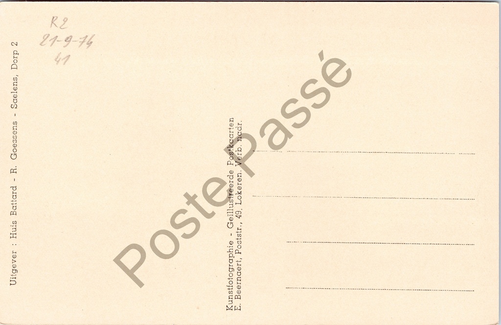 Ophasselt - "De Kerk" - De Kerk van Ophasselt – achterzijde van de originele postkaart