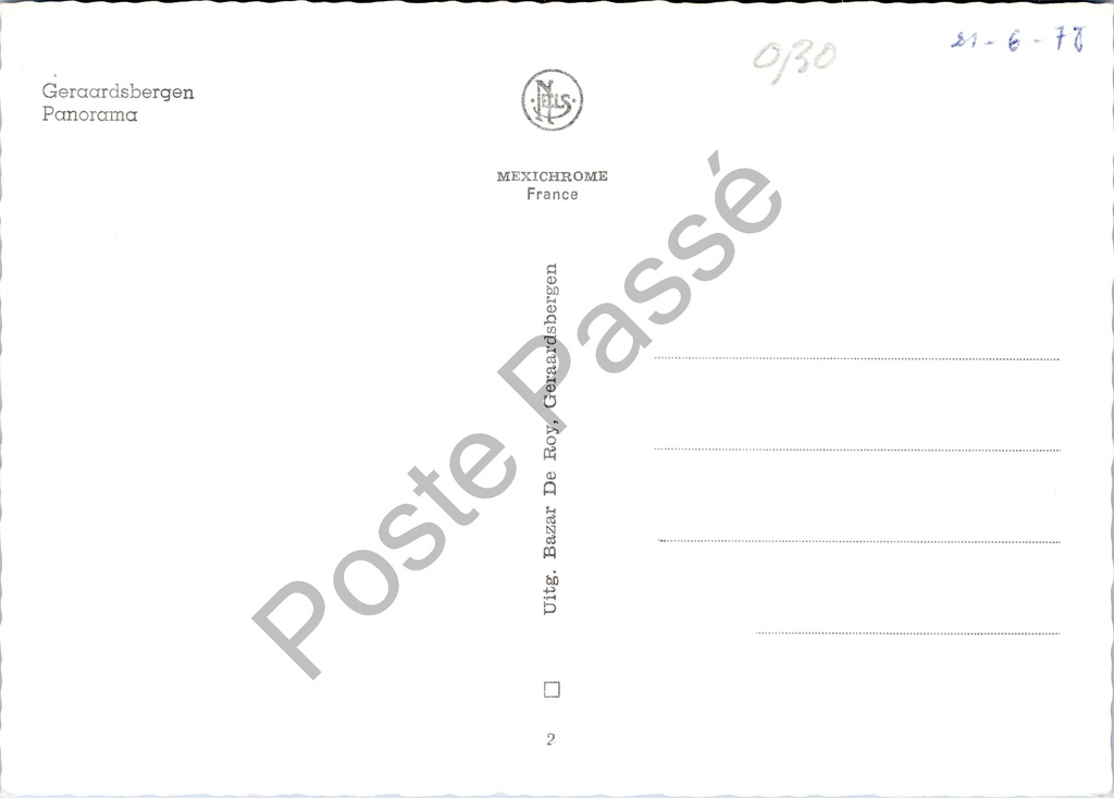 Geraardsbergen - "Panorama" - Stadspanorama – achterzijde van de originele postkaart