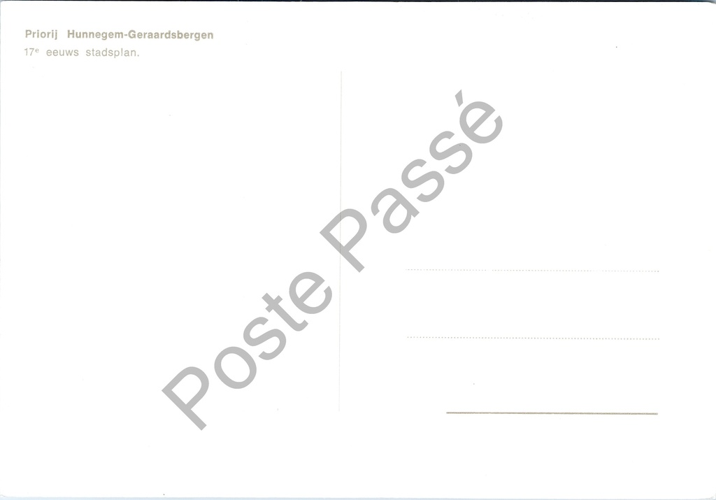 Geraardsbergen - "GERARDIMONTIUM, alias Gheertsberghe" - 17e eeuws stadsplan – achterzijde van de originele postkaart