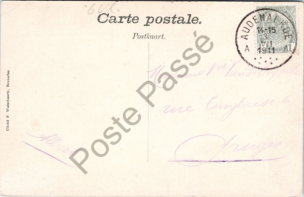 Oudenaarde - "Eglise N. D. de Pamele XIIe Siècle" - Onze-Lieve-Vrouwekerk van Pamele – achterzijde van de originele postkaart