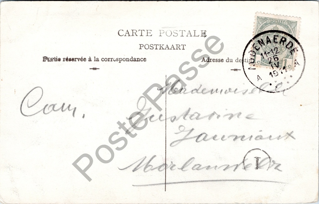 Oudenaarde - "L'Ecluse sur l'Escaut et Eglise N.-D. de Pamele" - Scheldesluis – achterzijde van de originele postkaart