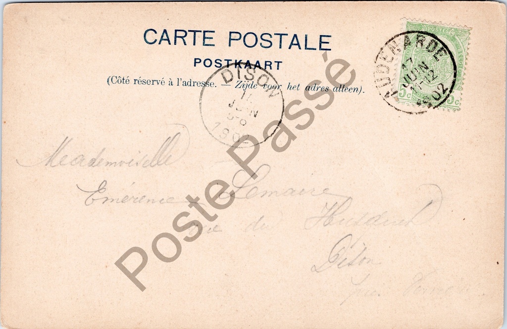 Oudenaarde - "Hôtel de Ville-cheminée" - Stadhuis schouw – achterzijde van de originele postkaart
