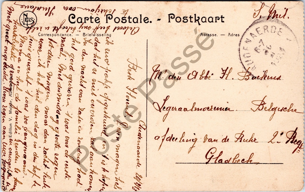 Oudenaarde - "Eglise Sainte-Walburge / Kerk Ste Walburga" - Sint-Walburgakerk – achterzijde van de originele postkaart