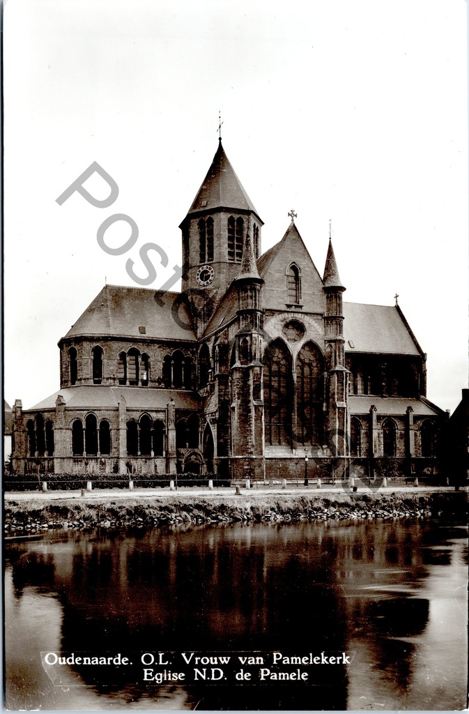 Oudenaarde - "O.L. Vrouw van Pamelekerk" - Onze-Lieve-Vrouw van Pamelekerk – achterzijde van de originele postkaart