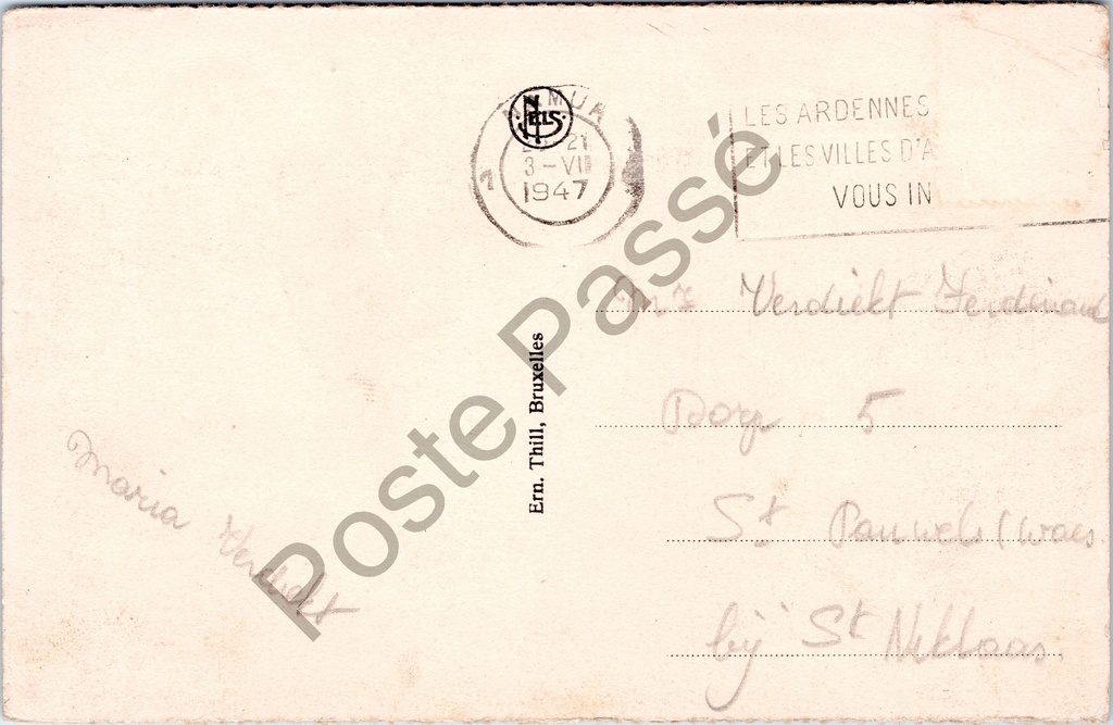 Dinant - "Roche à Bayard" - Rocher Bayard langs de Maas – achterzijde van de originele postkaart