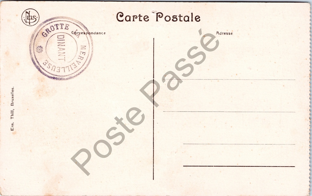 Dinant - "Eglise et Citadelle après le 23 août 1914" - Kerk en Citadel na – achterzijde van de originele postkaart
