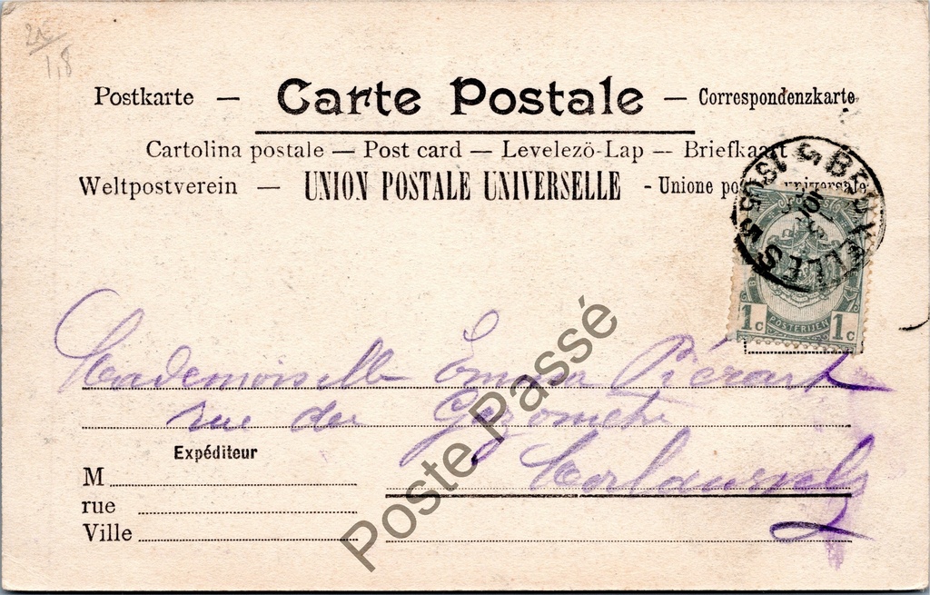Brussel - "Cortège Historique 1905 — Char du Congrès de Vienne" - Historische Stoet – achterzijde van de originele postkaart