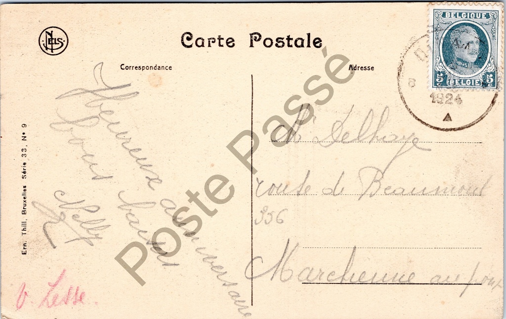 Dinant - "Château de Walzin" - Kasteel van Walzin – achterzijde van de originele postkaart