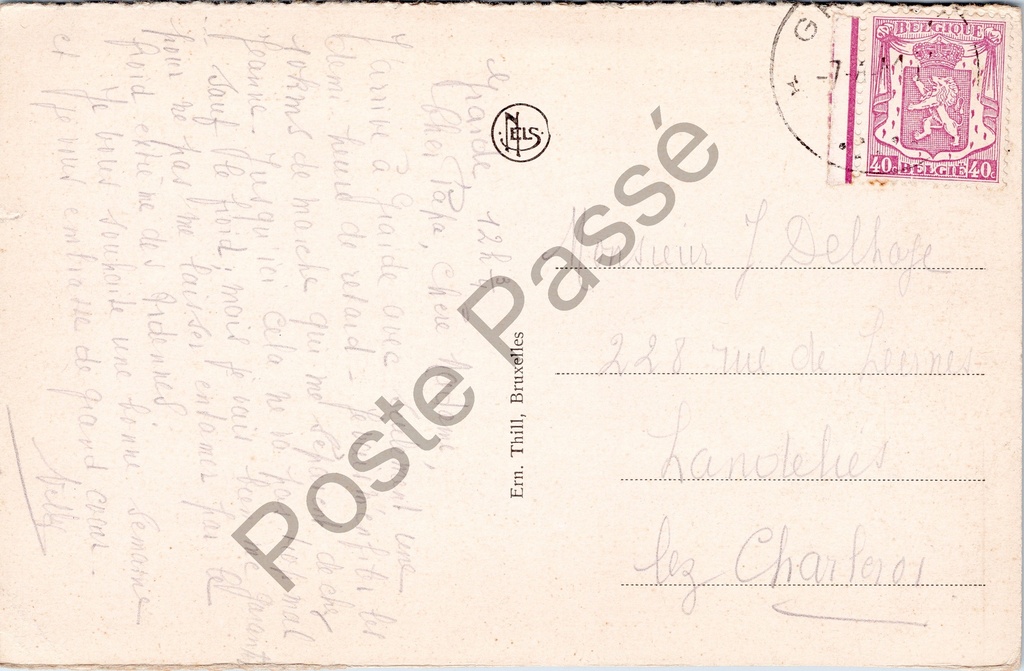Dinant - "Vue générale" - Algemeen panoramisch zicht op Dinant – achterzijde van de originele postkaart