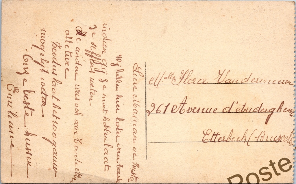 Antwerpen - "Renbaan / L'Hippodrome" - De Renbaan met tramverkeer – achterzijde van de originele postkaart