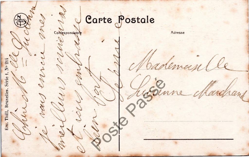 Brussel - "Eglise Notre-Dame du Sablon et rue de la Régence" - Onze-Lieve-Vrouw – achterzijde van de originele postkaart