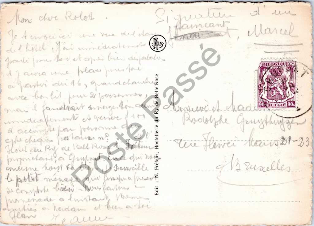 Grupont - "Hostellerie du Ry de Belle'Rose - Le Lac" - Het meer bij Hostellerie – achterzijde van de originele postkaart