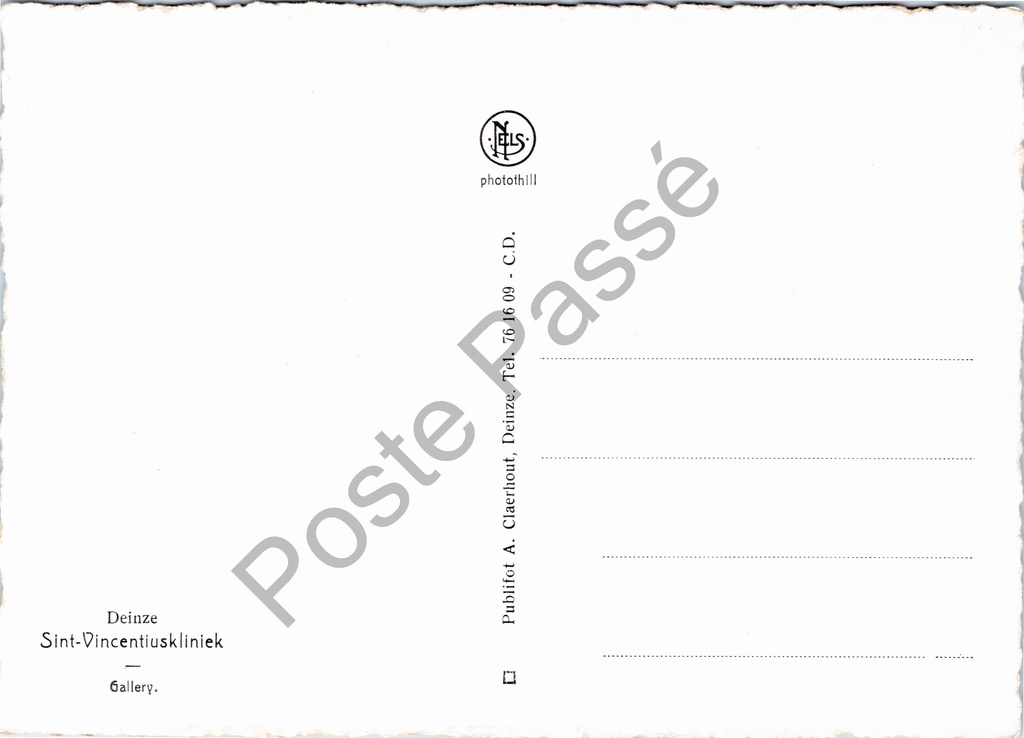 Deinze - "Sint-Vincentiuskliniek" - Binnentuin van de Sint-Vincentiuskliniek – achterzijde van de originele postkaart