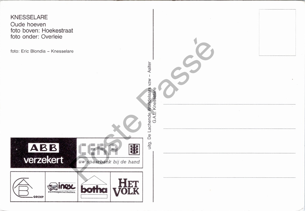 Knesselare - "Groeten uit Ursel-Knesselare" - Kerk van Knesselare – achterzijde van de originele postkaart