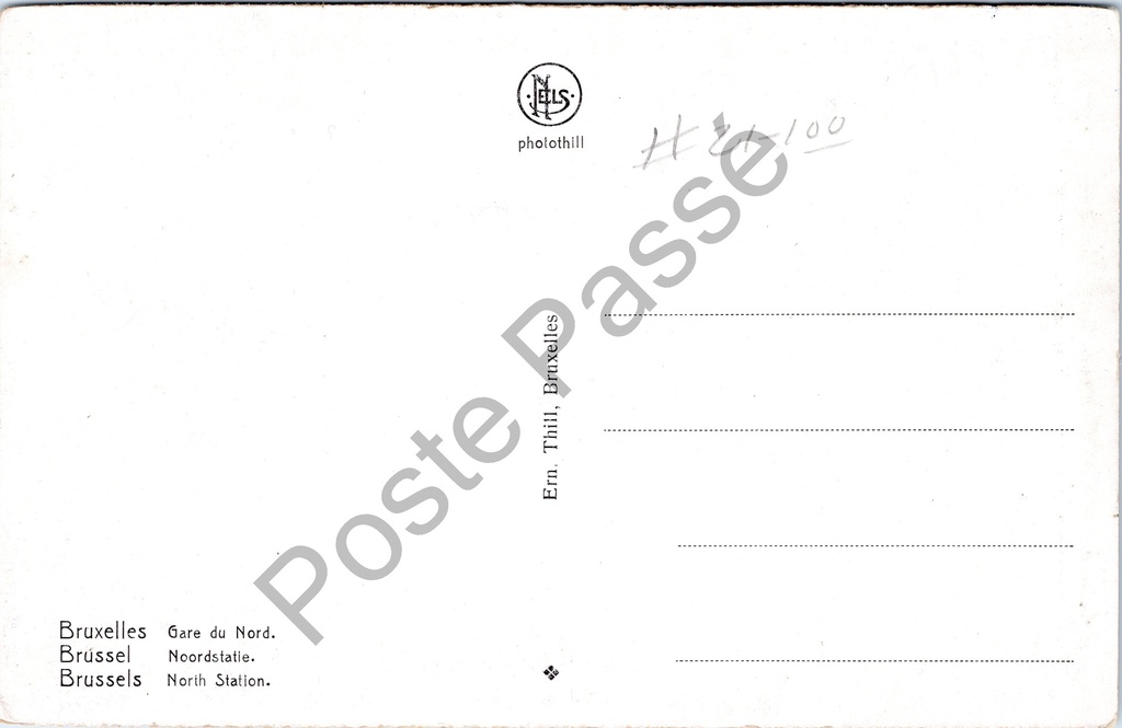 Brussel - "Gare du Nord / Noordstatie / North Station" - Noordstation – achterzijde van de originele postkaart