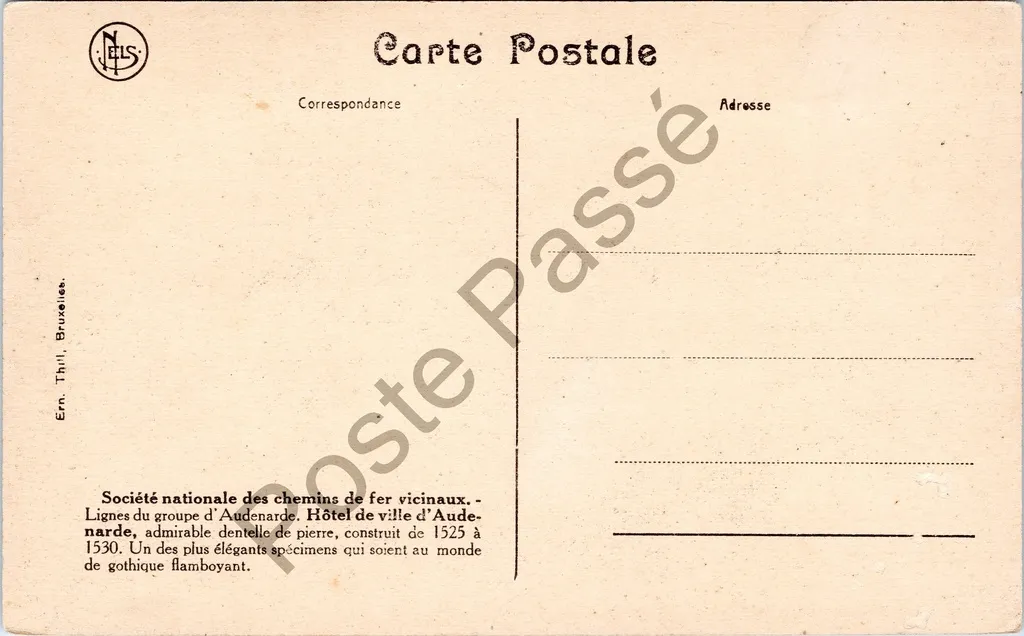 Oudenaarde - "Hotels de ville d'Oudenaerde" - Stadhuis van Oudenaarde – originele postkaart, afbeelding 3