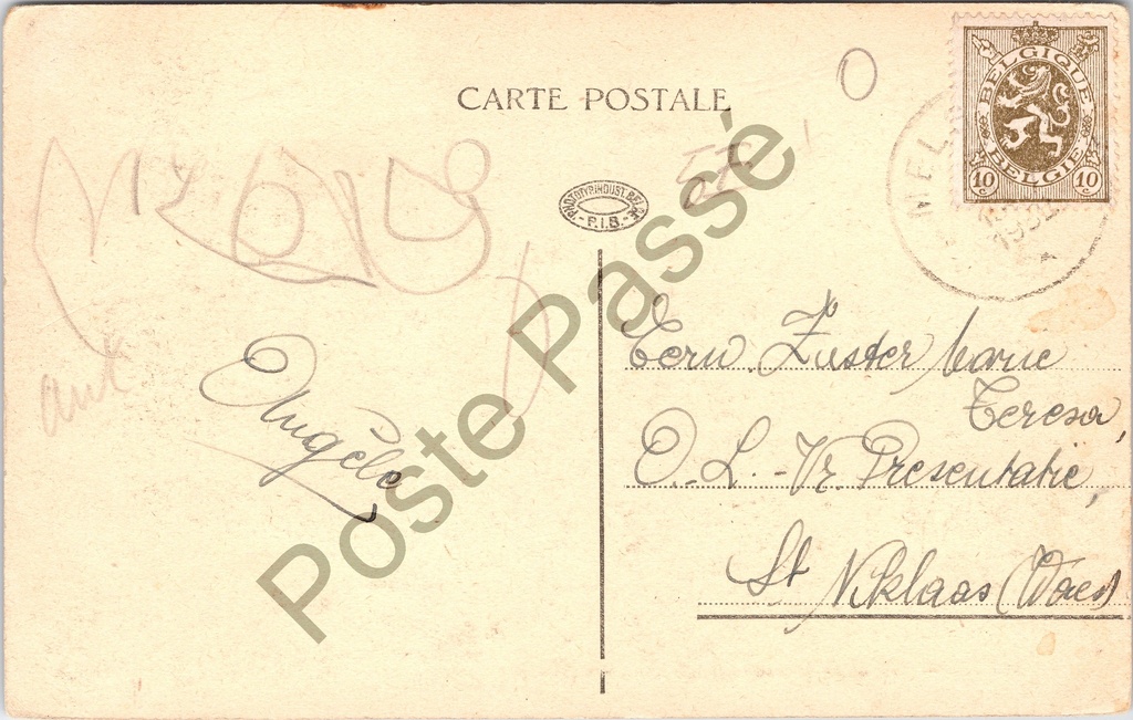 Melsele - "Bedevaartplaats van O.L.V. van Gaverland" - Pelgrimsplaats – achterzijde van de originele postkaart
