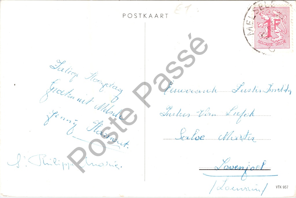 Melsele - "O.L. Vrouw-van-Gaverland-Instituut" - Voorgevel van het instituut – achterzijde van de originele postkaart