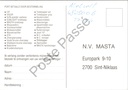 Sint-Niklaas - "MASTA PRODUKTEN" - Reclamkaart met bestelwagens en productengamma – achterzijde van de originele postkaart