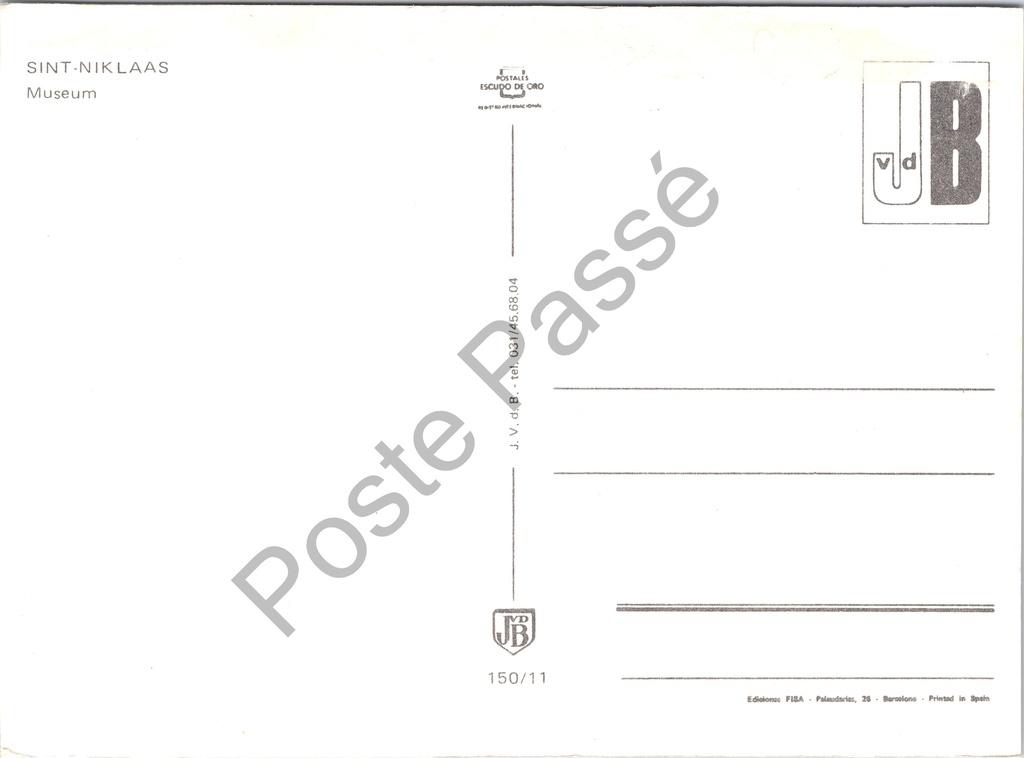 Sint-Niklaas - "Museum" - Museumgebouw met vijver en sierbruggetje – achterzijde van de originele postkaart