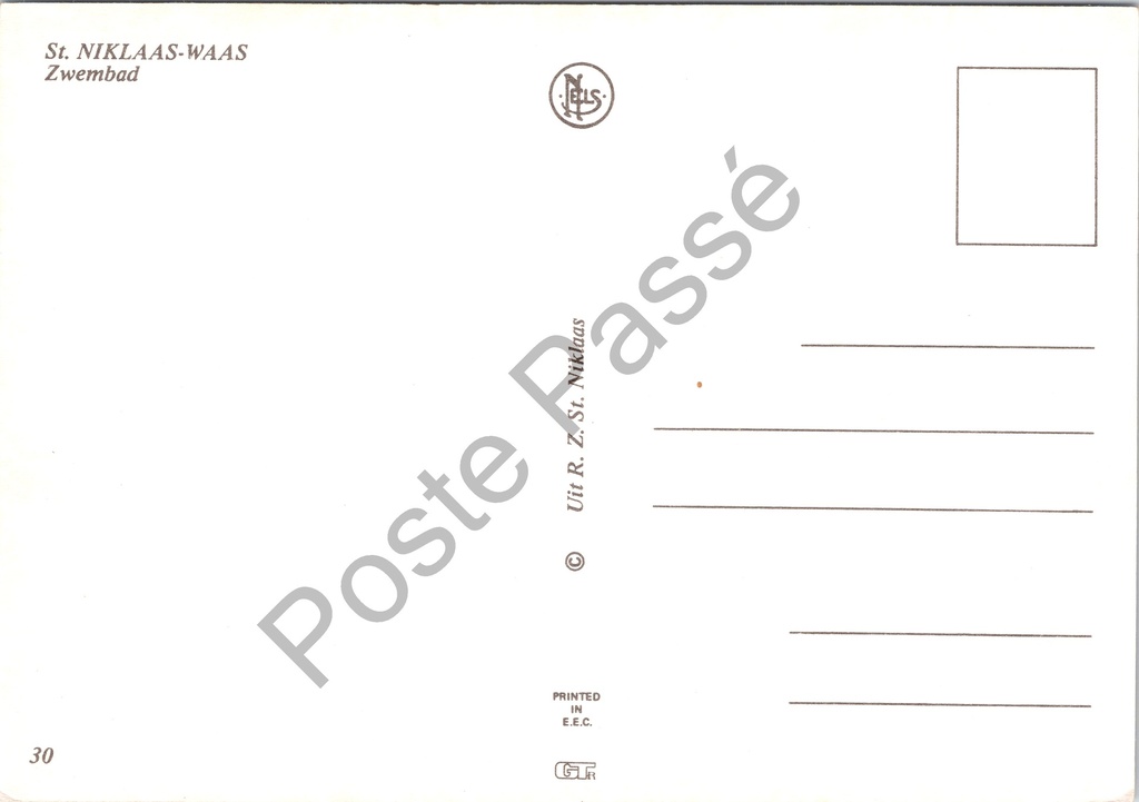 Sint-Niklaas - "Zwembad" - Stedelijk zwembad – achterzijde van de originele postkaart