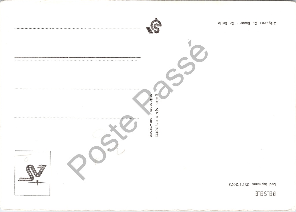 Belsele - "Luchtopname" - Luchtfoto van het dorpscentrum – achterzijde van de originele postkaart