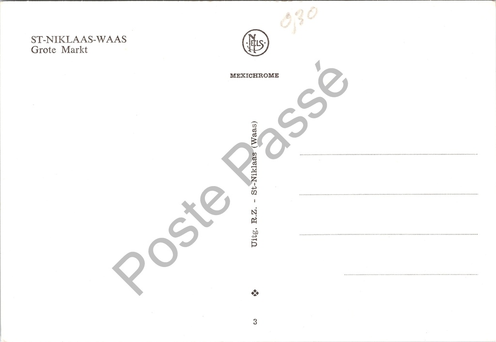 Sint-Niklaas - "Grote Markt" - Zicht op de Grote Markt – achterzijde van de originele postkaart