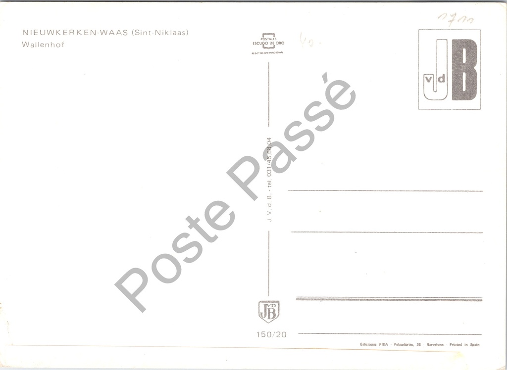 Nieuwkerken-Waas - "Wallenhof" - Historische hoeve Wallenhof – achterzijde van de originele postkaart