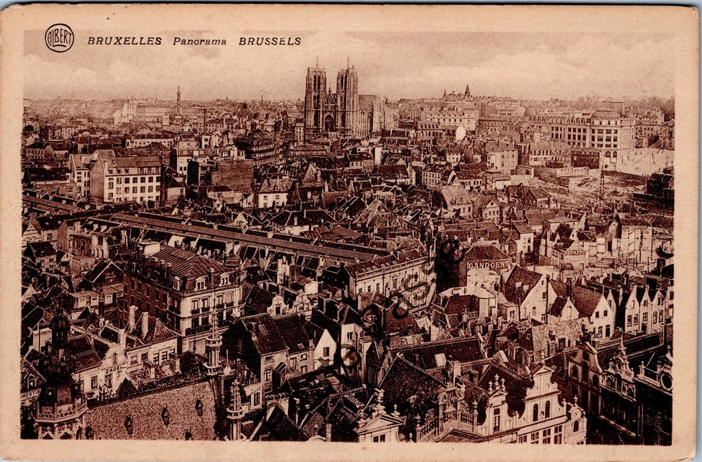 [Brussel0318] Brussels - "Panorama" - Panoramic city view from the tower of the City Hall with St Gudula Cathedral