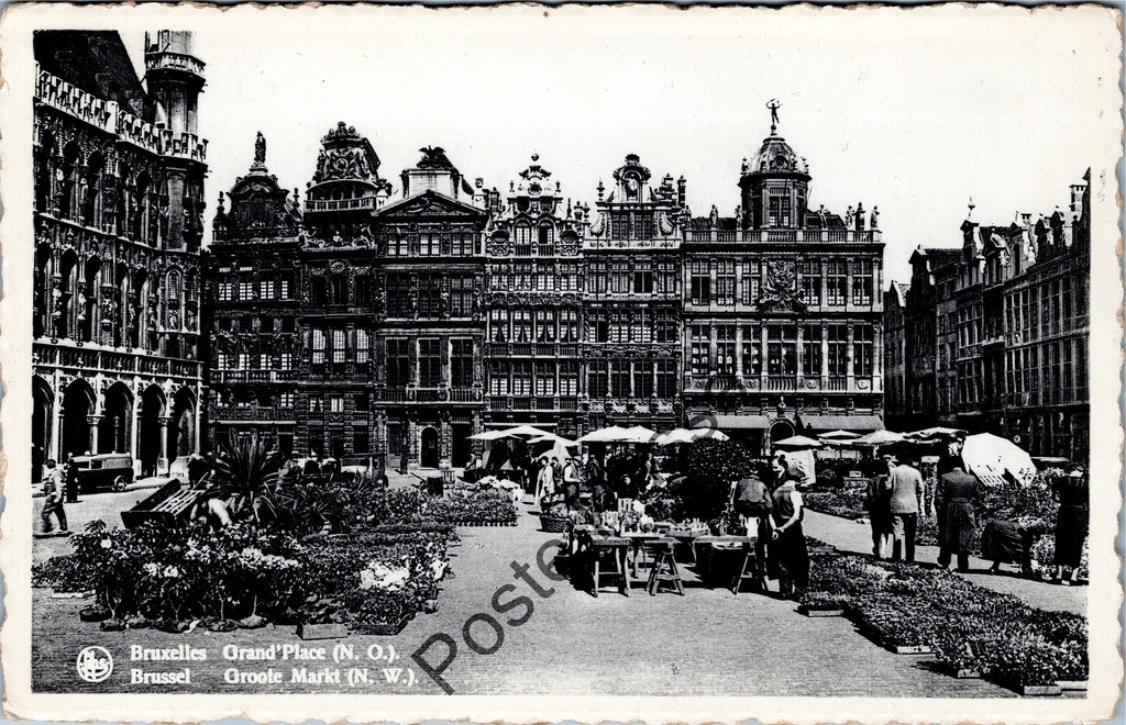 Brussel - "Grand'Place" - Grote Markt met bloemenmarkt