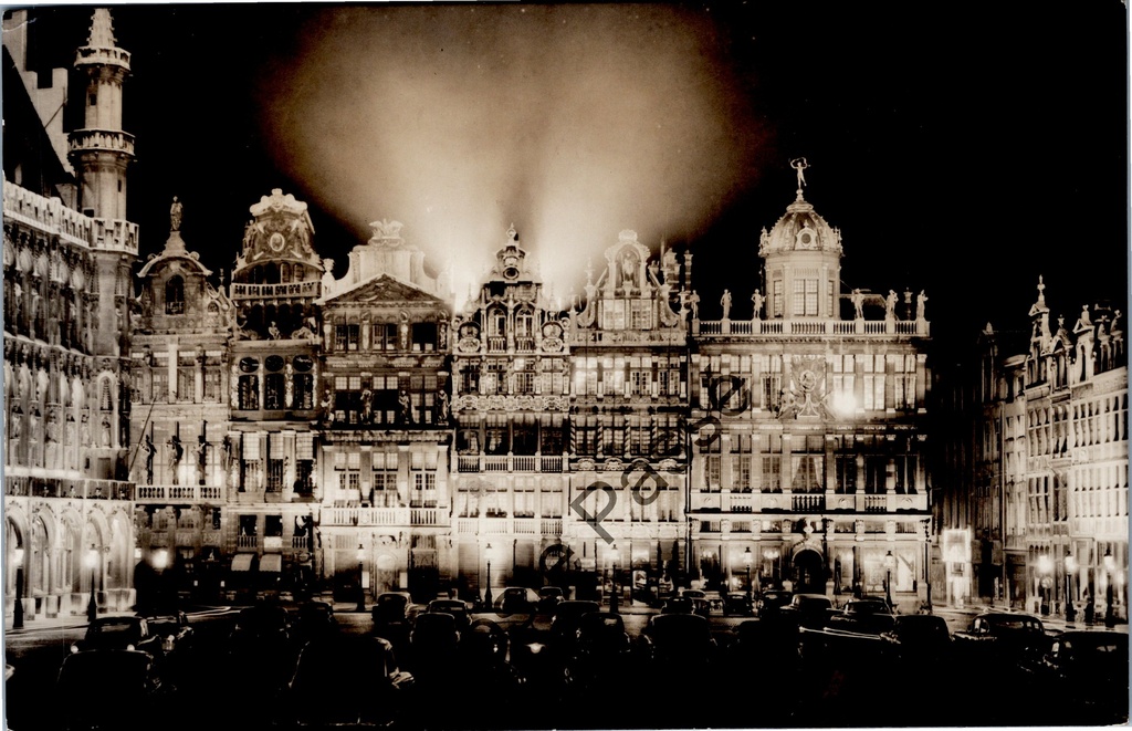 Brussel - "Maisons des Corporations" - Gildehuizen op de Grote Markt bij nacht