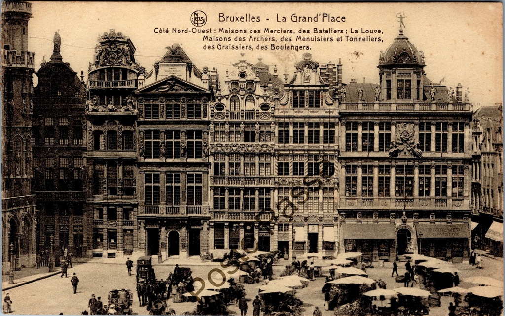Brussel - "La Grand'Place Côté Nord-Ouest" - Grote Markt noordwestzijde met gildehuizen