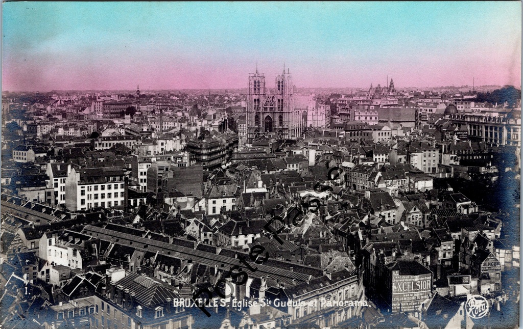 [Brussel0358] Brussels - "Eglise Ste Gudule et Panorama" - Cathedral Sint-Goedele and city panorama