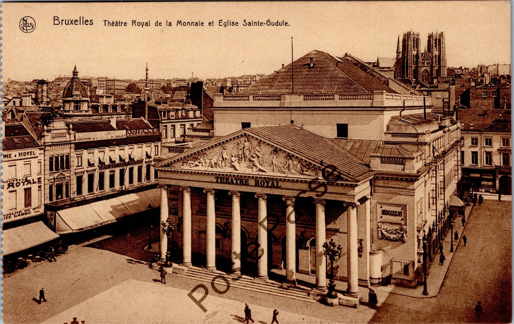 [Brussel0548] Brussel - "Théâtre Royal de la Monnaie et Eglise Sainte-Gudule" - Koninklijke Muntschouwburg en Sint-Goedelekathedraal
