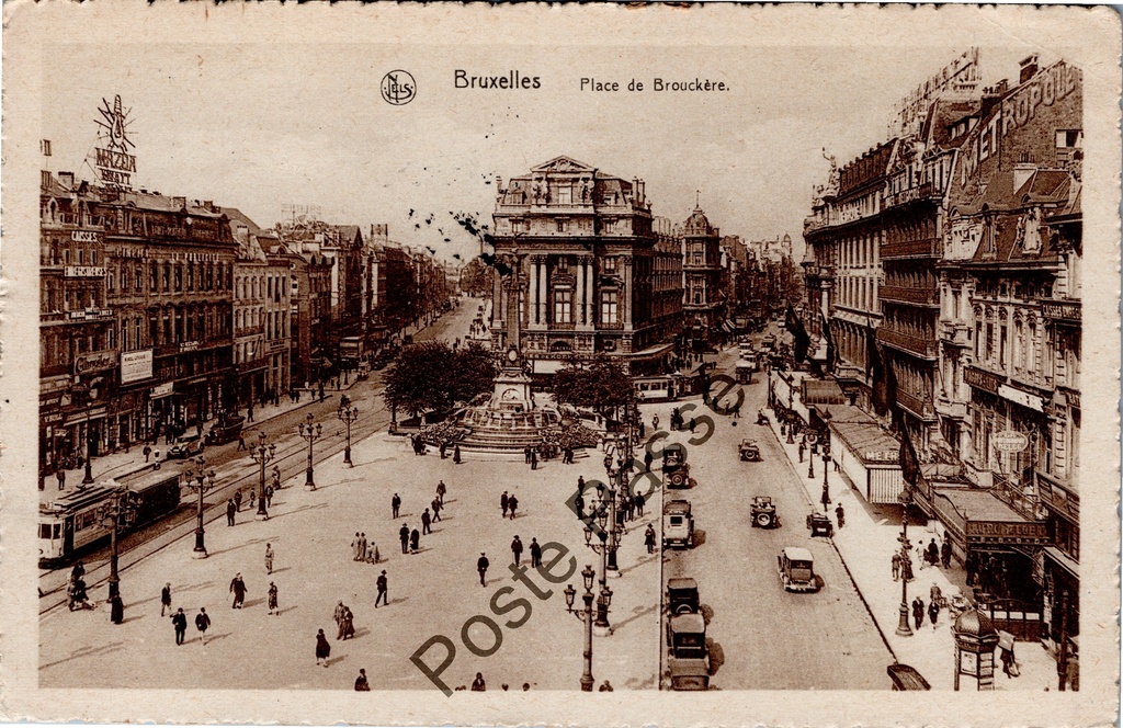 Brussels - "Place de Brouckère" - De Brouckère square with tram traffic